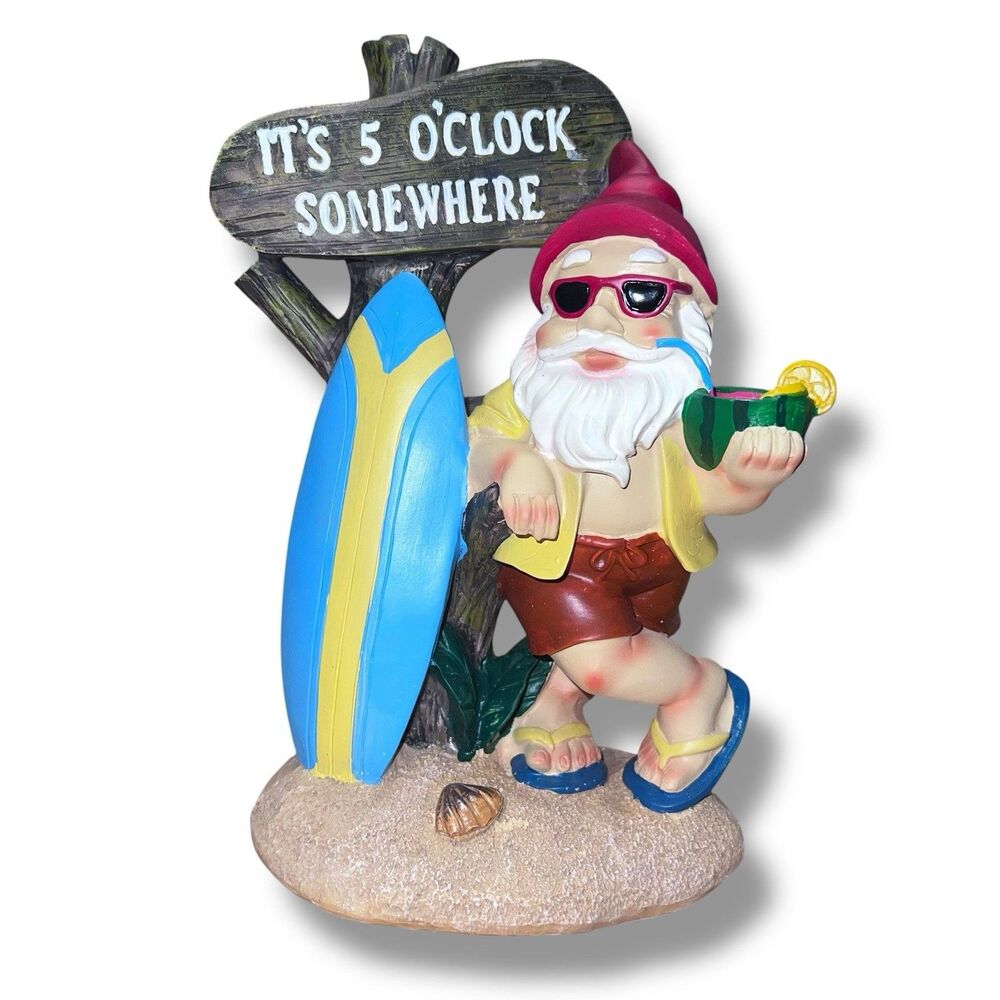 It's 5 O'Clock Somewhere Garden Gnome